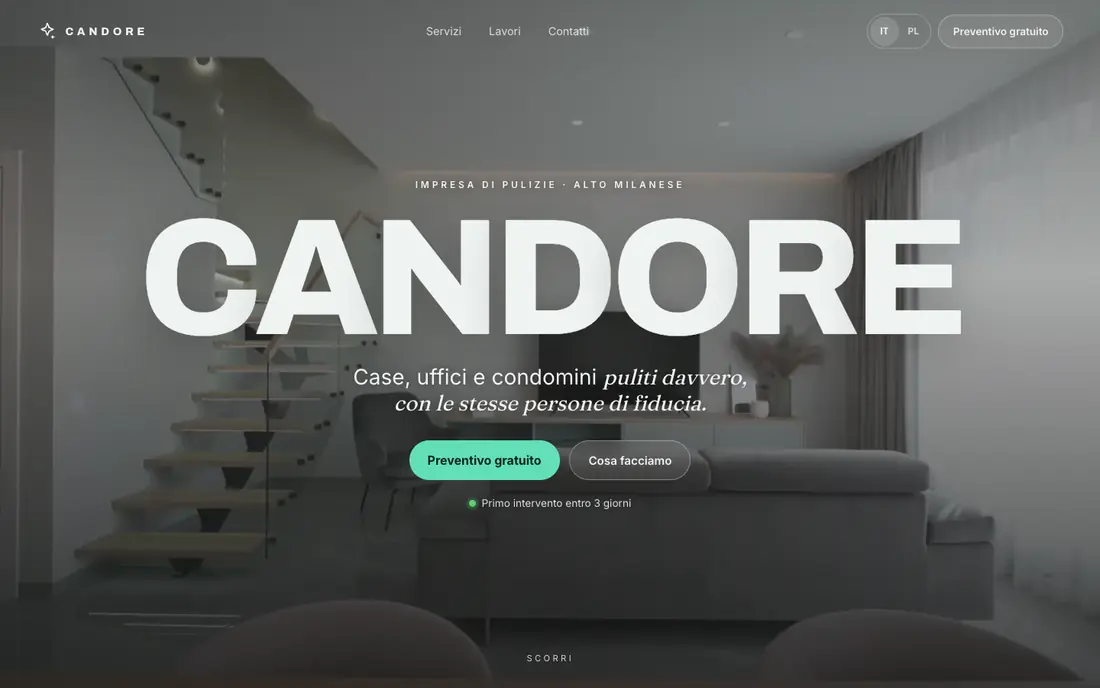 Sito dimostrativo CANDORE, impresa di pulizie