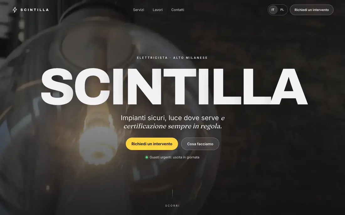 Sito dimostrativo SCINTILLA, elettricista