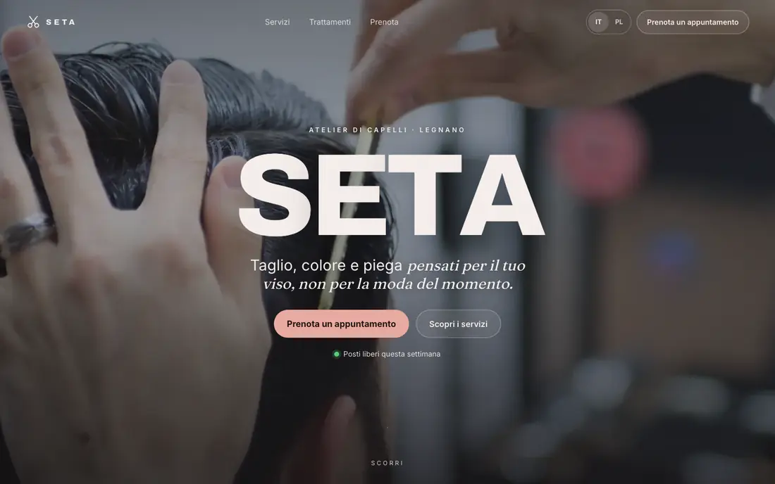 Sito dimostrativo SETA, parrucchiere